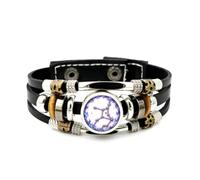 YAIEWNE Men's Leather Bracelet, Virgo Star Map Cyber Flame Guardian Adjustable Leather Layered Braided Bracelet, Punk Ethnic Handmade Bangle, Friendship Accessory Birthday Christmas Gift