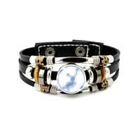 YAIEWNE Men's Leather Bracelet, Virgo Star Map Digital Cyber Projection Adjustable Leather Layered Braided Bracelet, Punk Ethnic Handmade Bangle, Friendship Accessory Birthday Christmas Gift
