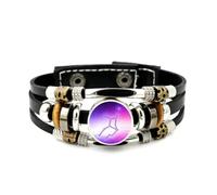 YAIEWNE Men's Leather Bracelet, Virgo Star Map Gradation Nebula Fault Art Adjustable Leather Layered Braided Bracelet, Punk Ethnic Handmade Bangle, Friendship Accessory Birthday Christmas Gift