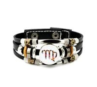 YAIEWNE Men's Leather Bracelet, Virgo Star Map Literary Art Ice Crystal Adjustable Leather Layered Braided Bracelet, Punk Ethnic Handmade Bangle, Friendship Accessory Birthday Christmas Gift