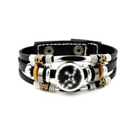 YAIEWNE Men's Leather Bracelet, Virgo Star Map Nebula Cyber Projection Adjustable Leather Layered Braided Bracelet, Punk Ethnic Handmade Bangle, Friendship Accessory Birthday Christmas Gift