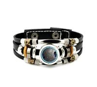 YAIEWNE Men's Leather Bracelet, Virgo Star Map Nebula Deep-Space Relief Adjustable Leather Layered Braided Bracelet, Punk Ethnic Handmade Bangle, Friendship Accessory Birthday Christmas Gift