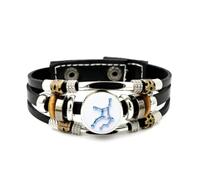 YAIEWNE Men's Leather Bracelet, Virgo Star Map Novelty Art Ice Crystal Adjustable Leather Layered Braided Bracelet, Punk Ethnic Handmade Bangle, Friendship Accessory Birthday Christmas Gift