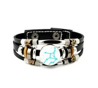 YAIEWNE Men's Leather Bracelet, Virgo Star Map Novelty Space Cyber Neon Adjustable Leather Layered Braided Bracelet, Punk Ethnic Handmade Bangle, Friendship Accessory Birthday Christmas Gift