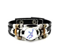 YAIEWNE Men's Leather Bracelet, Virgo Star Map Science Art Cyber Neon Adjustable Leather Layered Braided Bracelet, Punk Ethnic Handmade Bangle, Friendship Accessory Birthday Christmas Gift