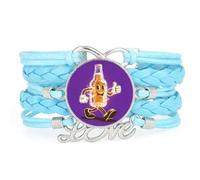 YAIEWNE Women's Bracelet, Beer Festival Abstract Happy Crystal Adjustable Leather Braided Bracelet, Ethnic Wristband Bangle, Love Accessory Birthday Christmas Gift Blue