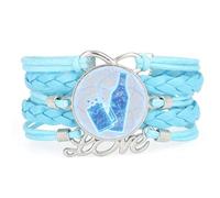 YAIEWNE Women's Bracelet, Beer Festival Bubble Magic Quantum Entanglement Adjustable Leather Braided Bracelet, Ethnic Wristband Bangle, Accessory Birthday Christmas Gift Blue