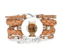 YAIEWNE Women's Bracelet, Beer Festival Drink A Lot Gear Mechanical Steam Adjustable Leather Braided Bracelet, Ethnic Wristband Bangle, Accessory Birthday Christmas Gift Brown