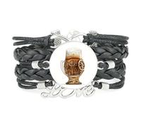 YAIEWNE Women's Bracelet, Beer Festival Drink A Lot Gear Mechanical Steam Adjustable Leather Braided Bracelet, Ethnic Wristband Bangle, Accessory Birthday Christmas Gift Black