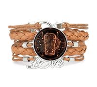 YAIEWNE Women's Bracelet, Beer Festival Drink A Lot Solder Joint Circuit Board Adjustable Leather Braided Bracelet, Ethnic Wristband Bangle, Love Accessory Birthday Christmas Gift Brown
