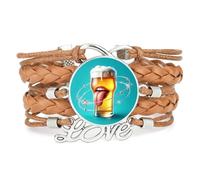 YAIEWNE Women's Bracelet, Beer Festival Drink A Lot Star Topology Adjustable Leather Braided Bracelet, Ethnic Wristband Bangle, Love Accessory Birthday Christmas Gift Brown