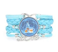 YAIEWNE Women's Bracelet, Beer Festival Drink Time Drink A Lot Quantum Entanglement Adjustable Leather Braided Bracelet, Ethnic Wristband Bangle, Accessory Birthday Christmas Gift Blue