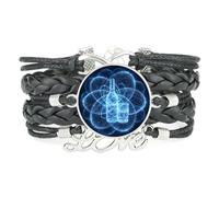 YAIEWNE Women's Bracelet, Beer Festival Geometry Gradation Quantum Entanglement Adjustable Leather Braided Bracelet, Ethnic Wristband Bangle, Accessory Birthday Christmas Gift Black