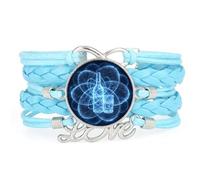 YAIEWNE Women's Bracelet, Beer Festival Geometry Gradation Quantum Entanglement Adjustable Leather Braided Bracelet, Ethnic Wristband Bangle, Accessory Birthday Christmas Gift Blue