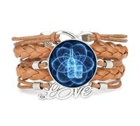 YAIEWNE Women's Bracelet, Beer Festival Geometry Gradation Quantum Entanglement Adjustable Leather Braided Bracelet, Ethnic Wristband Bangle, Accessory Birthday Christmas Gift Brown