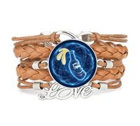 YAIEWNE Women's Bracelet, Beer Festival Glass Magic Quantum Entanglement Adjustable Leather Braided Bracelet, Ethnic Wristband Bangle, Accessory Birthday Christmas Gift Brown