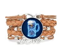 YAIEWNE Women's Bracelet, Beer Festival Gradation Drink A Lot Quantum Entanglement Adjustable Leather Braided Bracelet, Ethnic Wristband Bangle, Accessory Birthday Christmas Gift Brown