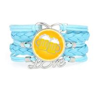 YAIEWNE Women's Bracelet, Beer Festival Gradation Drink A Lot Spectral Diffraction Adjustable Leather Braided Bracelet, Ethnic Wristband Bangle, Love Accessory Birthday Christmas Gift Blue