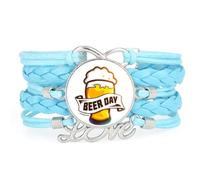 YAIEWNE Women's Bracelet, Beer Festival Hops Drink A Lot Spectral Diffraction Adjustable Leather Braided Bracelet, Ethnic Wristband Bangle, Love Accessory Birthday Christmas Gift Blue