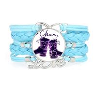 YAIEWNE Women's Bracelet, Beer Festival Hops Symbolism Fault Art Adjustable Leather Braided Bracelet, Ethnic Wristband Bangle, Love Accessory Birthday Christmas Gift Blue