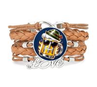 YAIEWNE Women's Bracelet, Beer Festival Ice Drink A Lot Flame Shield Adjustable Leather Braided Bracelet, Ethnic Wristband Bangle, Punk Accessory Birthday Christmas Gift Brown