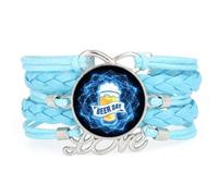 YAIEWNE Women's Bracelet, Beer Festival Ice Drink A Lot Quantum Entanglement Adjustable Leather Braided Bracelet, Ethnic Wristband Bangle, Accessory Birthday Christmas Gift Blue