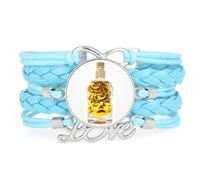 YAIEWNE Women's Bracelet, Beer Festival Ice Unique Spectral Diffraction Adjustable Leather Braided Bracelet, Ethnic Wristband Bangle, Love Accessory Birthday Christmas Gift Blue