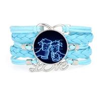 YAIEWNE Women's Bracelet, Beer Festival Literary Drink A Lot Fault Art Adjustable Leather Braided Bracelet, Ethnic Wristband Bangle, Love Accessory Birthday Christmas Gift Blue