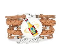 YAIEWNE Women's Bracelet, Beer Festival Literary Drink A Lot Particle Flow Adjustable Leather Braided Bracelet, Ethnic Wristband Bangle, Love Accessory Birthday Christmas Gift Brown