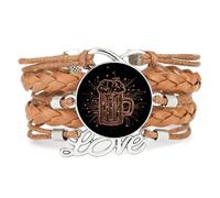 YAIEWNE Women's Bracelet, Beer Festival Personality Drink A Lot Circuit Board Adjustable Leather Braided Bracelet, Ethnic Wristband Bangle, Love Accessory Birthday Christmas Gift Brown