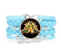 YAIEWNE Women's Bracelet, Beer Festival Pulse Cyber Flame Shield Adjustable Leather Braided Bracelet, Ethnic Wristband Bangle, Punk Accessory Birthday Christmas Gift Blue