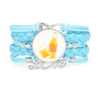 YAIEWNE Women's Bracelet, Beer Festival Pulse Ice Spectral Diffraction Adjustable Leather Braided Bracelet, Ethnic Wristband Bangle, Love Accessory Birthday Christmas Gift Blue