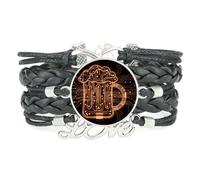 YAIEWNE Women's Bracelet, Beer Festival Science Drink A Lot Circuit Board Adjustable Leather Braided Bracelet, Ethnic Wristband Bangle, Love Accessory Birthday Christmas Gift Black