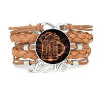 YAIEWNE Women's Bracelet, Beer Festival Science Drink A Lot Circuit Board Adjustable Leather Braided Bracelet, Ethnic Wristband Bangle, Love Accessory Birthday Christmas Gift Brown