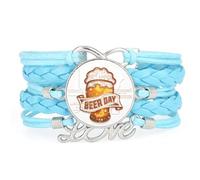YAIEWNE Women's Bracelet, Beer Festival Summer Magic Circuit Board Adjustable Leather Braided Bracelet, Ethnic Wristband Bangle, Love Accessory Birthday Christmas Gift Blue