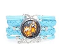 YAIEWNE Women's Bracelet, Beer Festival Summer Magic Flame Shield Adjustable Leather Braided Bracelet, Ethnic Wristband Bangle, Punk Accessory Birthday Christmas Gift Blue