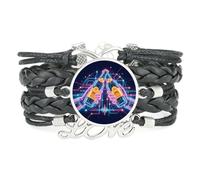YAIEWNE Women's Bracelet, Beer Festival Technology Digital Cyber Neon Adjustable Leather Multilayer Braided Bracelet, Ethnic Wristband Bangle, Love Accessory Birthday Christmas Gift Black