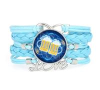 YAIEWNE Women's Bracelet, Beer Festival Unique Drink A Lot Quantum Entanglement Adjustable Leather Braided Bracelet, Ethnic Wristband Bangle, Accessory Birthday Christmas Gift Blue