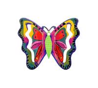 Yair Emanuel Boho Wall Decor 3D Colorful Metal Butterfly Spring Wall Art Handpainted Style Design - 3.5 X 4.3 Inch and 5.9 X 6.7 Inch Wall Decoration for Home Kitchen Office (Multicolored, Large 5.9"