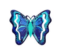 Yair Emanuel Boho Wall Decor 3D Colorful Metal Butterfly Spring Wall Art Handpainted Style Design - 3.5 X 4.3 Inch and 5.9 X 6.7 Inch Wall Decoration for Home Kitchen Office (Blue, Small 3.5" x 4.3")