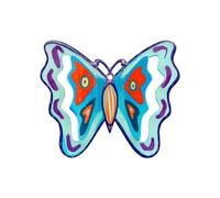 Yair Emanuel Boho Wall Decor 3D Colorful Metal Butterfly Spring Wall Art Handpainted Style Design - 3.5 X 4.3 Inch and 5.9 X 6.7 Inch Wall Decoration for Home Kitchen Office (Orange & Blue, Large 5.9"