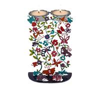 Yair Emanuel Candlesticks Laser Cut Hand Painted Butterfly Design