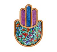Yair Emanuel Colorful Hamsa Wall Hanging Good Luck Charm Home Blessing | Vibrant Hand Painted Design 9 Inch (Butterflies HAX-3)
