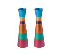Yair Emanuel habbat Candlesticks Holders - Jewish Set ANODIZES ALUMINUM LONG SHABBAT CANDLESTICKS COLORES