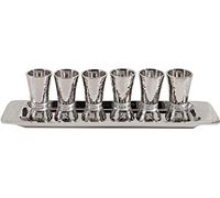 Yair Emanuel Hammered Nickel Cone Shaped Set of 6 Liquor Cups - Silver Rings