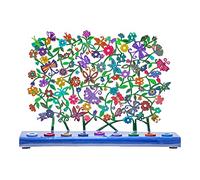 Yair Emanuel Menorah for Hanukkah | Colorful Hand Painted Design | Judaica Gift (Flowers & Butterflies (HAY-3))