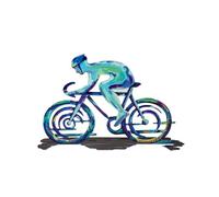 YAIR EMANUEL Metal Cyclist Sculpture - Vibrant Hand-Painted Style Double-Sided Color Bicycle Art - 7.5” x 9.8