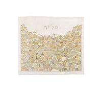 Yair Emanuel Tallit Bag - Full Embroidery - Jerusalem Silver + Gold