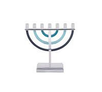 Yair Emanuel Traditional 7 Branch Menorah, Blue, 15cm