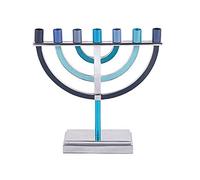 Yair Emanuel Traditional 7 Branch Menorah, Blue, 17.5cm
